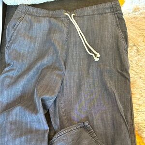 Eileen Fisher linen drawstring pants light black/ gray/, size p/s top condition